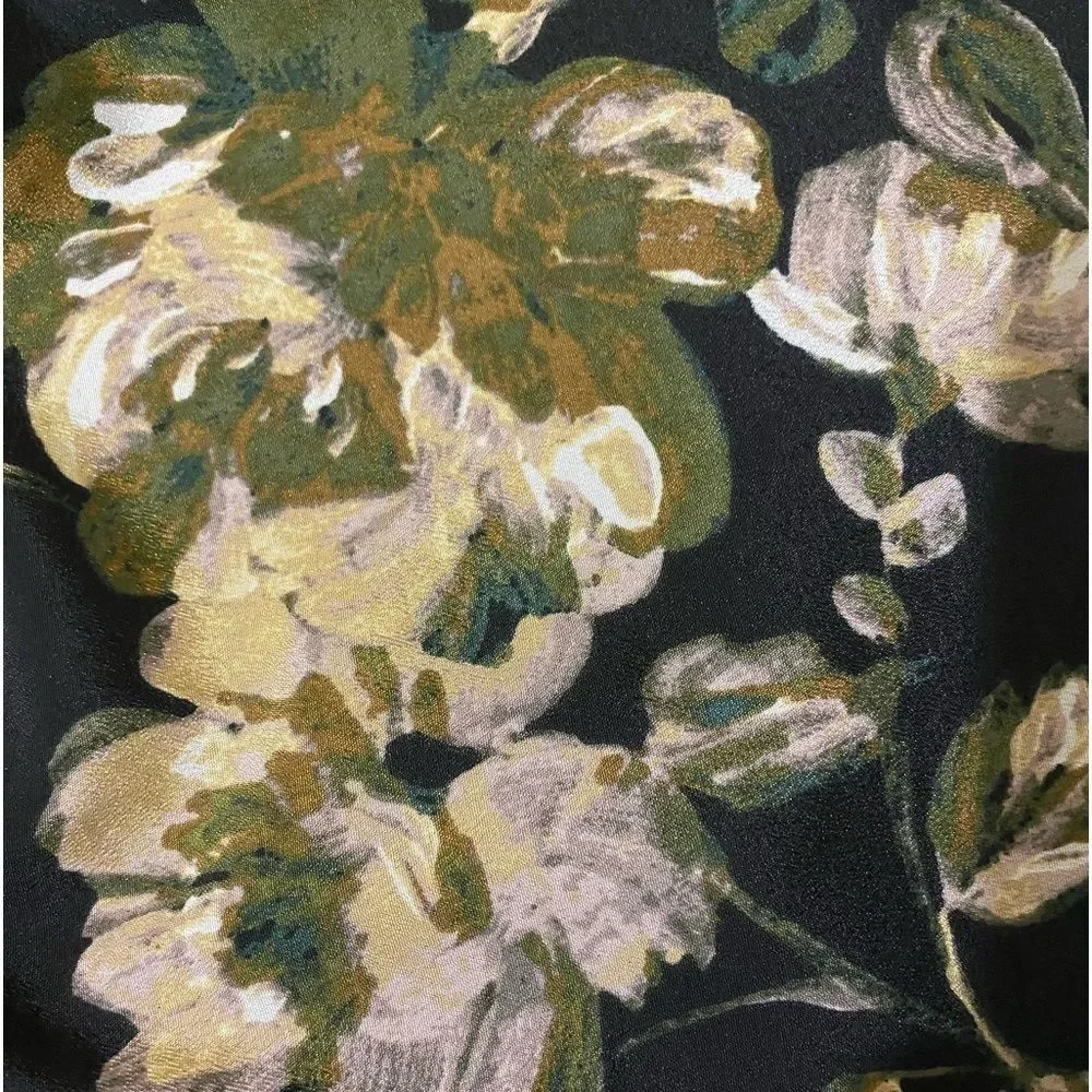 J. Crew Dark Floral Size‎ 8 Chiffon Dress Faux Wrap Tulip Hem Floral Watercolor